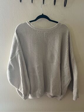 Maurices Neutral Cream Oversized Crewneck Sweater